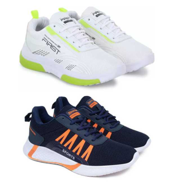 Sports Shoes for Men (White & Blue) (Pack of 2)