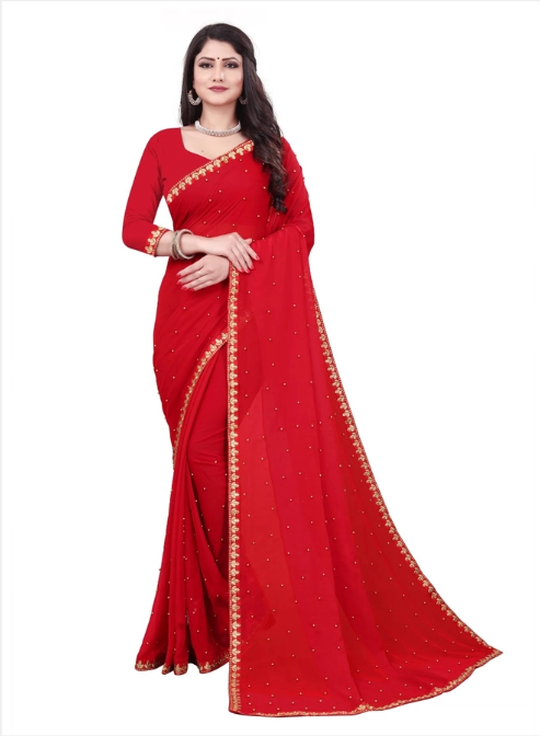 Women Saree (Red, 6.3m)