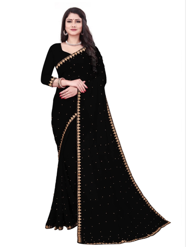 Women Saree (Black, 6.3m)