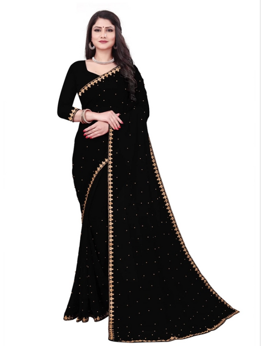 Women Saree (Black, 6.3m)
