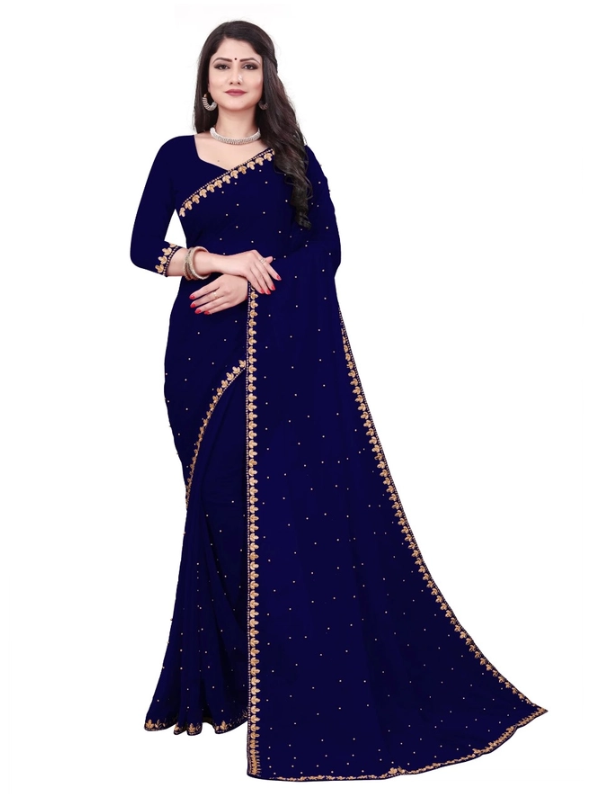 Women Saree (Navy Blue, 6.3m)