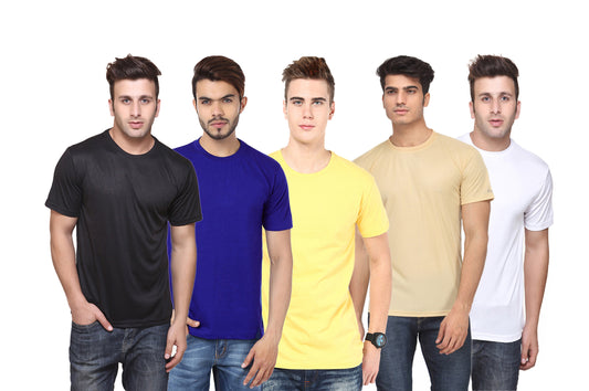Ketex Polyester Dri-Fit Half Sleeves Round Neck T-Shirt ( Pack of 4 )