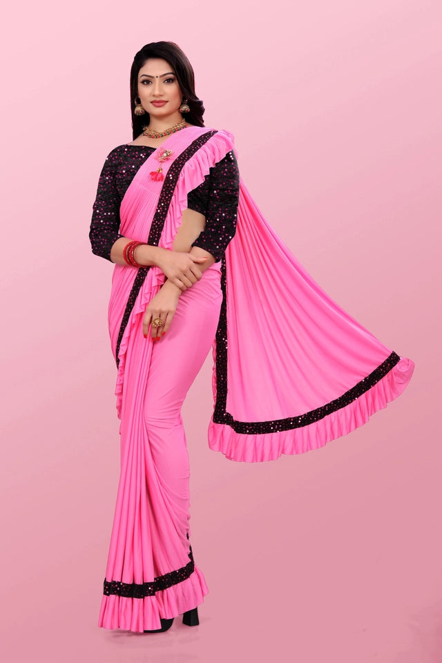 Lycra Blend Solid Saree