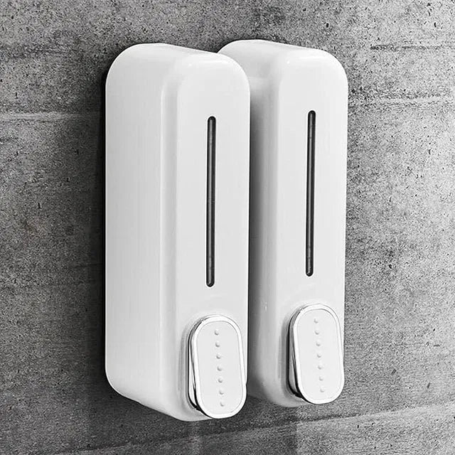Wall Mount Hand Liquid Shampoo Shower Gel Dispenser for Bathroom White