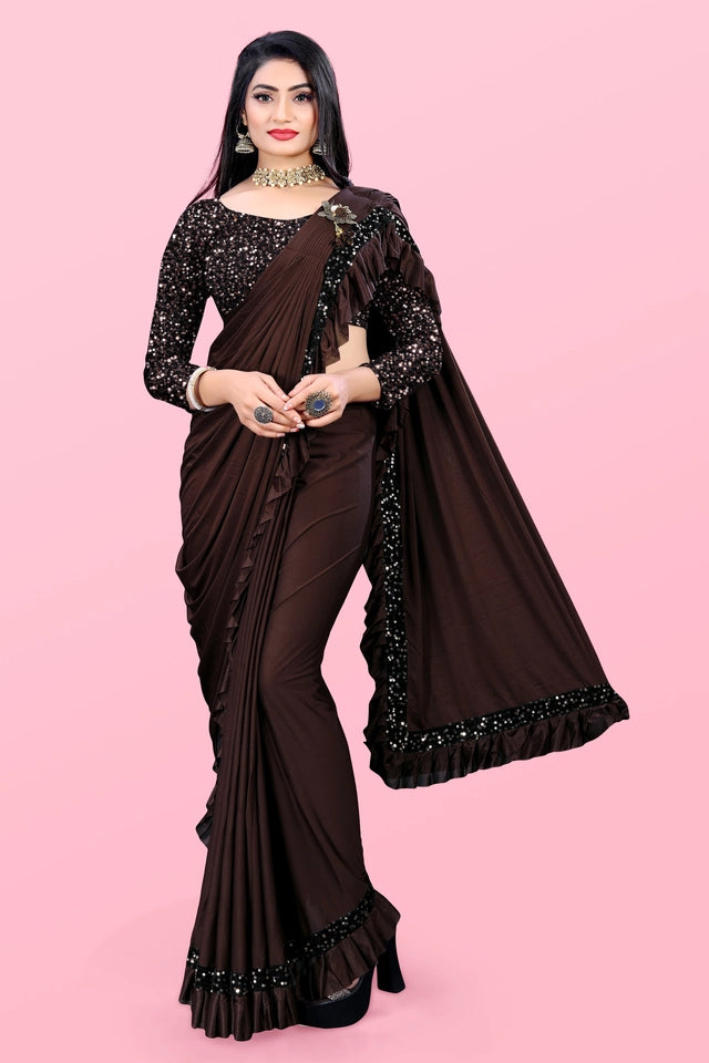 Lycra Blend Solid Saree