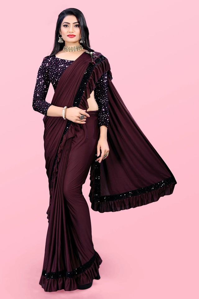 Lycra Blend Solid Saree