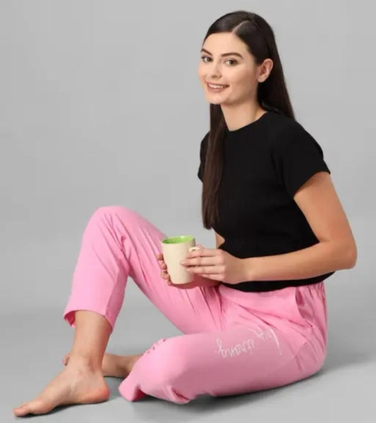 Cotton Blend Straight Fit Trouser for Women (Pink)