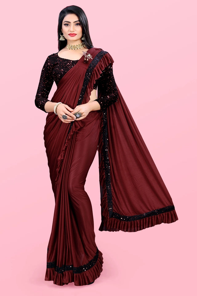 Lycra Blend Solid Saree
