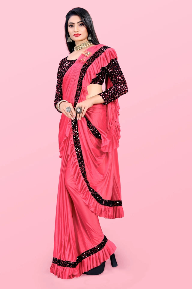 Lycra Blend Solid Saree