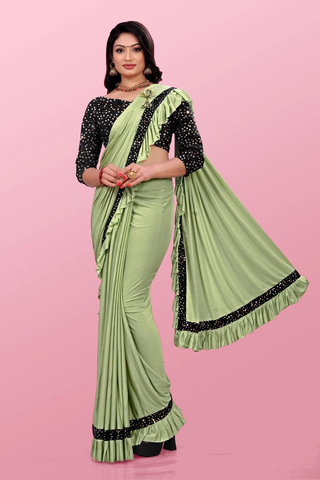 Lycra Blend Solid Saree