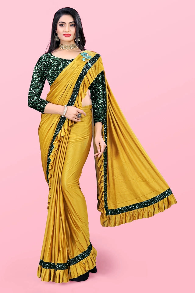 Lycra Blend Solid Saree
