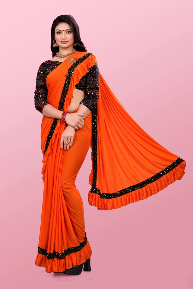 Lycra Blend Solid Saree