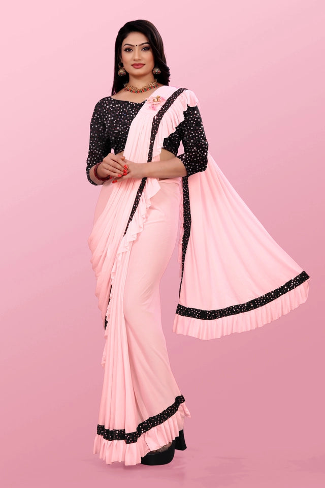 Lycra Blend Solid Saree