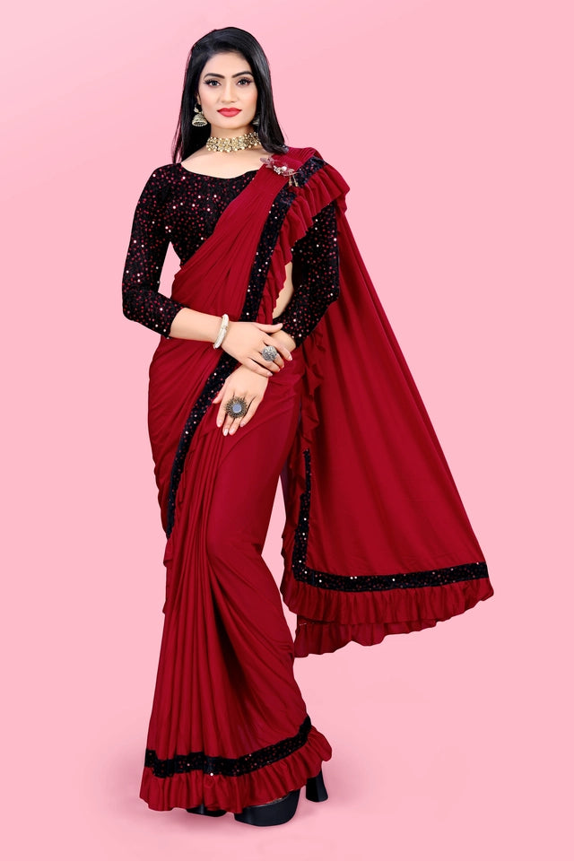 Lycra Blend Solid Saree