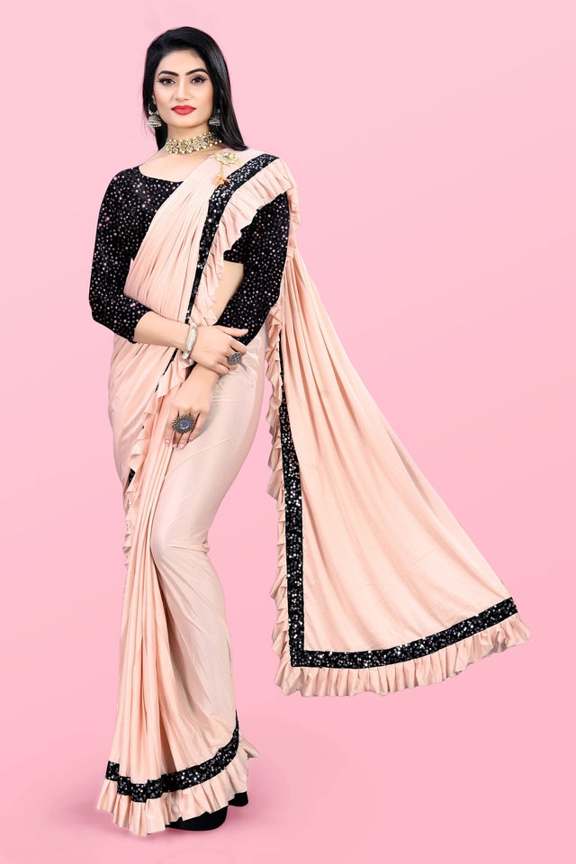 Lycra Blend Solid Saree