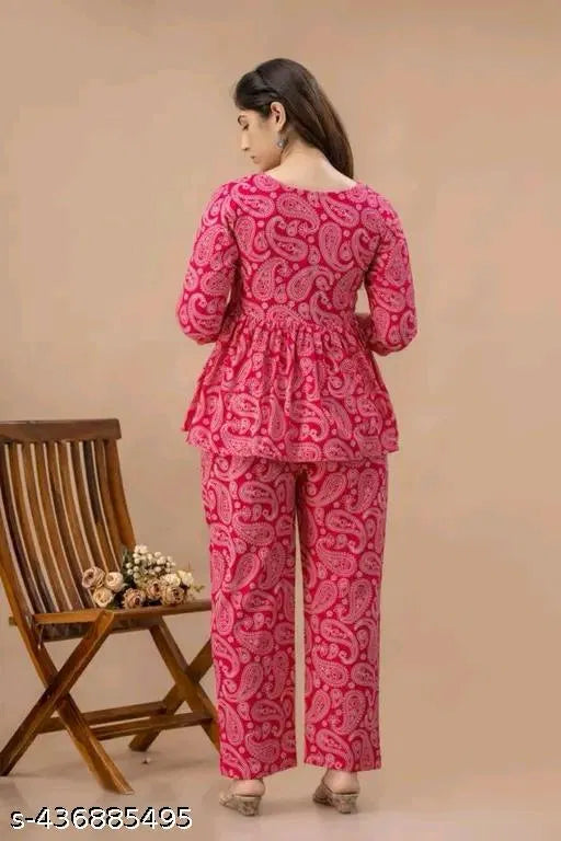 Printed Co-Ord Sets For Girls and Women (Pink)