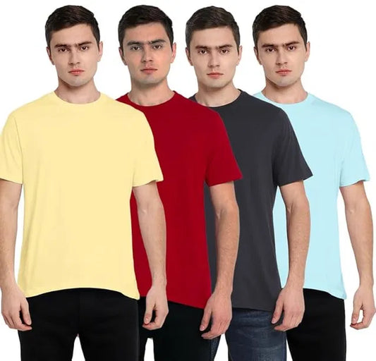 Round neck Cotton T-shirt (Pack of -4 )