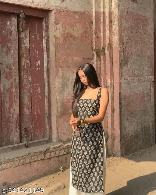 Women's Printed Straight Sleeveless Kurta