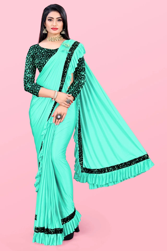 Lycra Blend Solid Saree