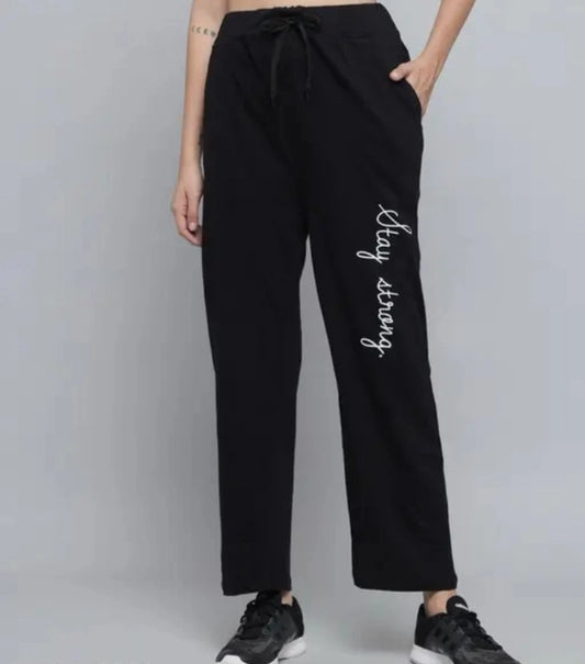 Cotton Blend Straight Fit Trouser for Women (Black)