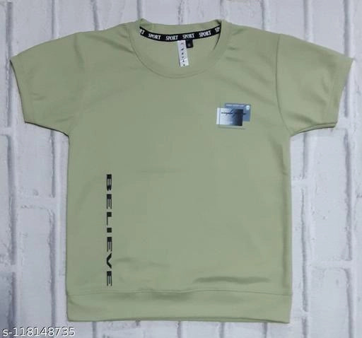 Cotton Blend Round Neck Printed T-Shirt for Boys (Green, 4 Years - 15 Years)