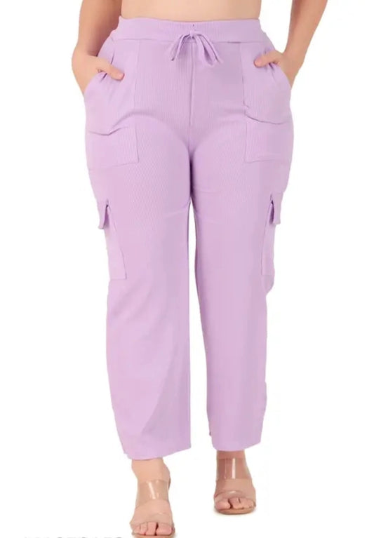 Cotton Blend Straight Fit Trouser for Women (Purple)