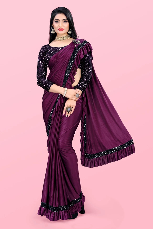 Lycra Blend Solid Saree