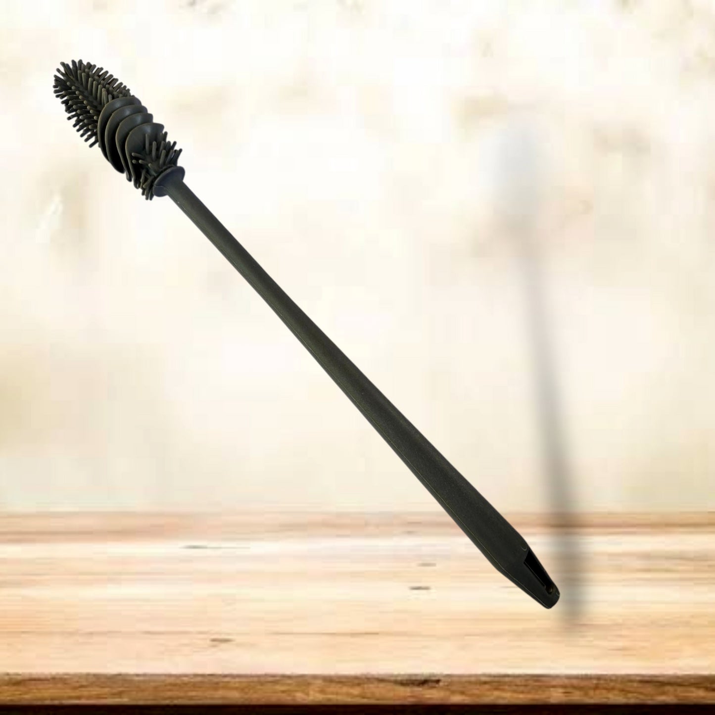 Kitchen4U - Bottle Cleaning Brush Silicone Long Handle for Baby Bottle, Water Bottle, Containers, Vase and Glass Cleaner (31-CM-Silicone-Grey-Brush)